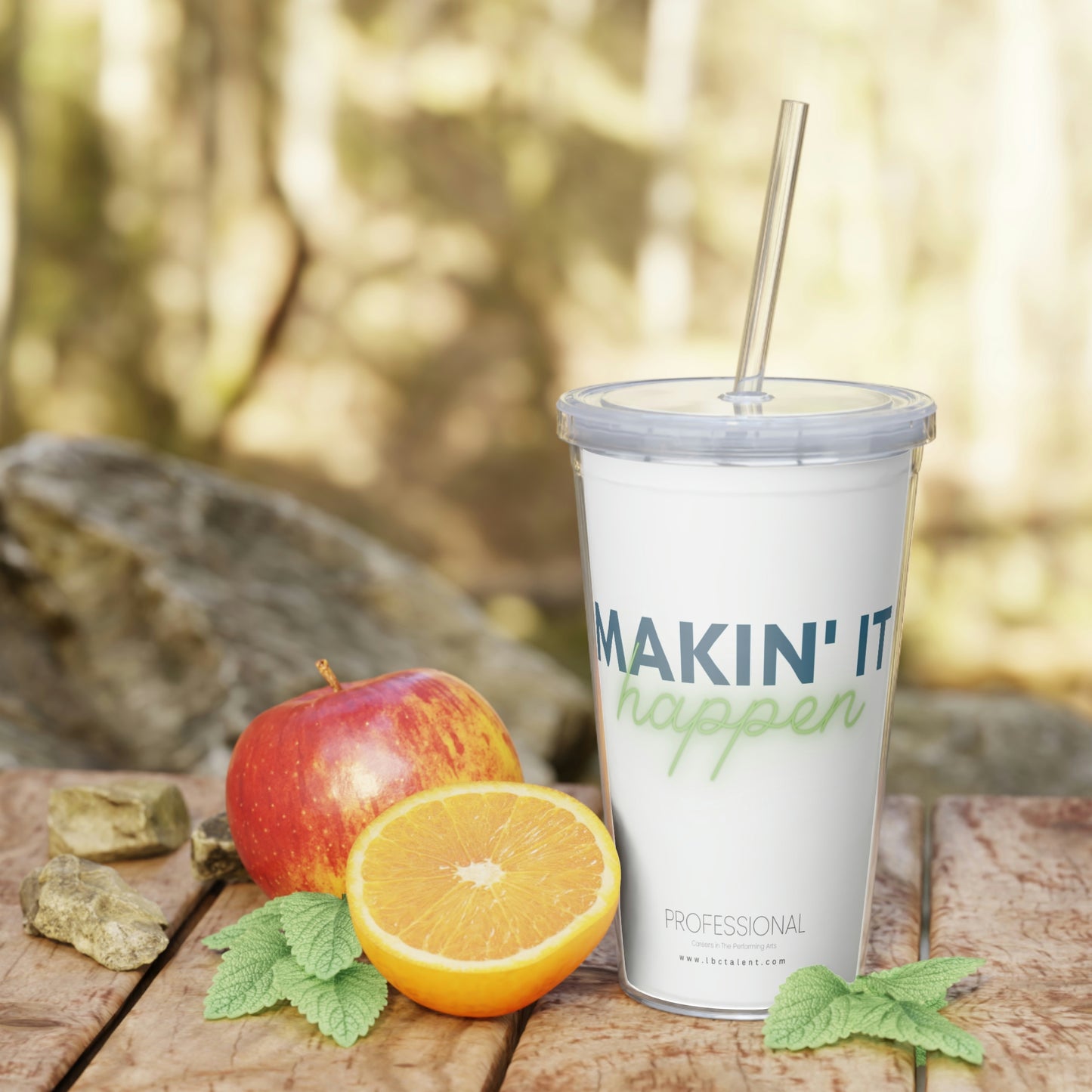 Makin' It Happen Plastic Tumbler with Straw Blue Green