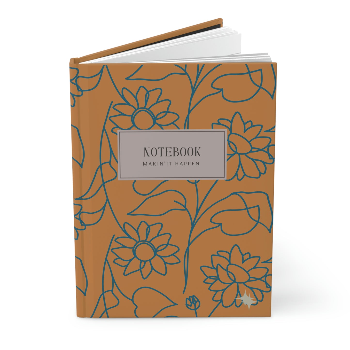 Makin' It Happen Hardcover Journal Matte Floral Brown Blue