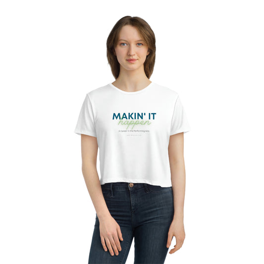 Makin' It Happen Women's Flowy Cropped Tee Blue Green