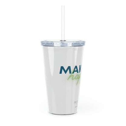 Makin' It Happen Plastic Tumbler with Straw Blue Green