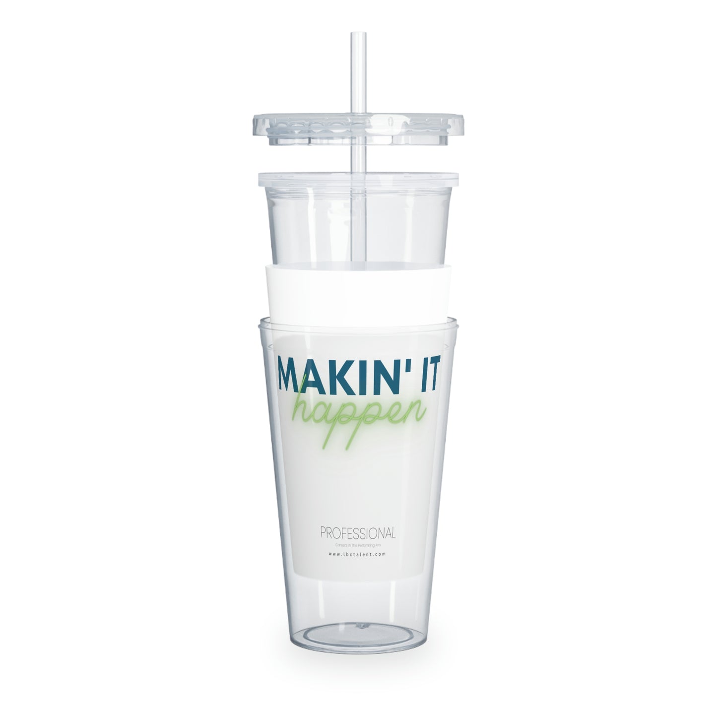 Makin' It Happen Plastic Tumbler with Straw Blue Green