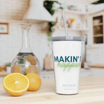 Makin' It Happen Plastic Tumbler with Straw Blue Green